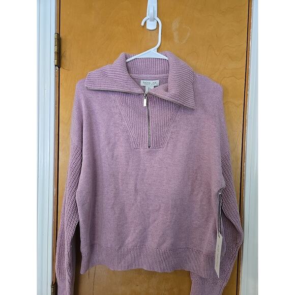 Rachel Zoe Womens Knit Sweater Small Pink Half-Zip Knit Long Sleeve- New! - Picture 1 of 6